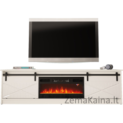 RTV GRANERO + židinio spintelė 200x56,7x35 balta/blizgiai balta