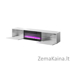 RTV spintelė SLIDE 200K su elektriniu židiniu 200x40x37 cm blizgios baltos spalvos