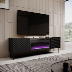 RTV spintelė su elektriniu židiniu ONDA 180x40x39-58 juoda (pastatoma arba montuojama ant sienos)