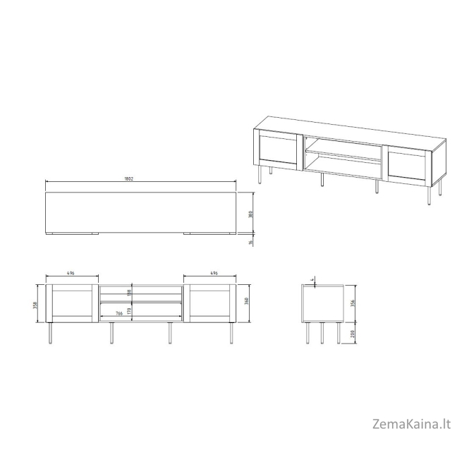 RTV spinta JUTA 180x39,5x55,5 juoda + linol calabria 3