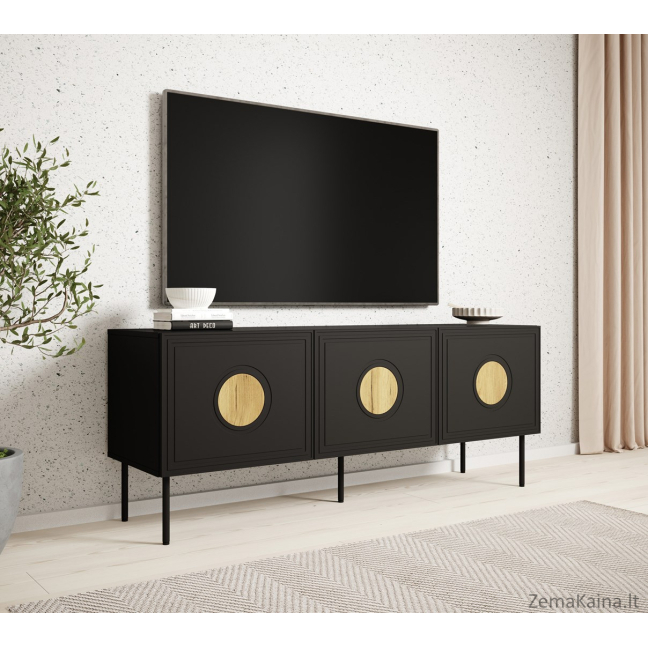 RTV spinta PALAZZO 150x42x60 juoda + ąžuolinė 2