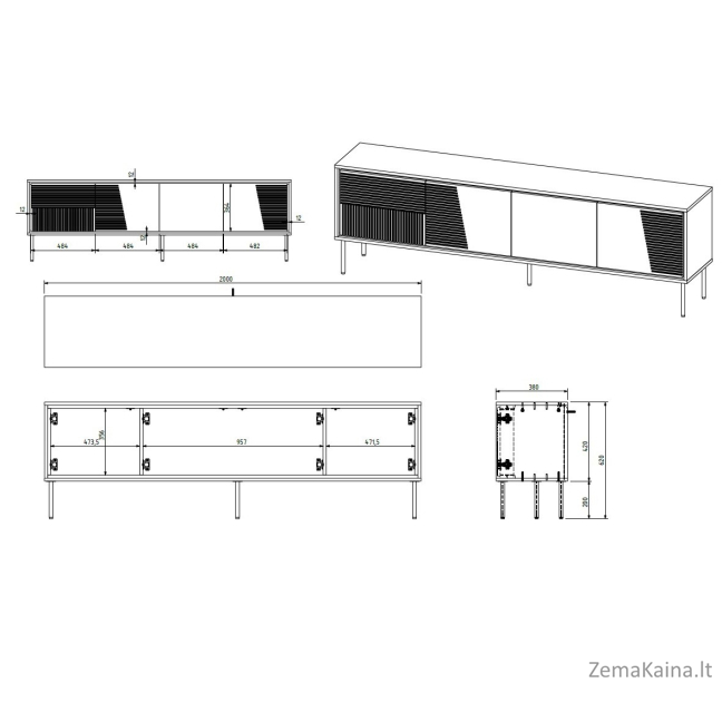 RTV spintelė ABI 4D 200x38x62 juoda matinė 3