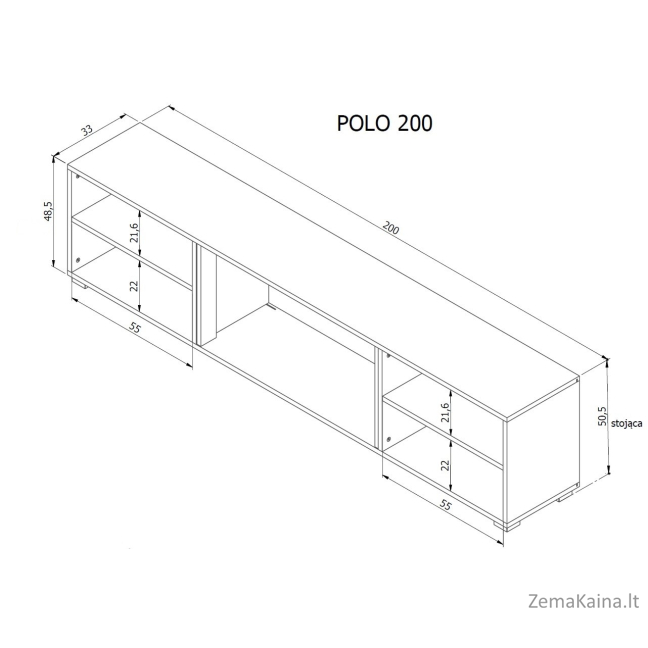 RTV spintelė POLO 180x33x39 balta + židinys baltas 4