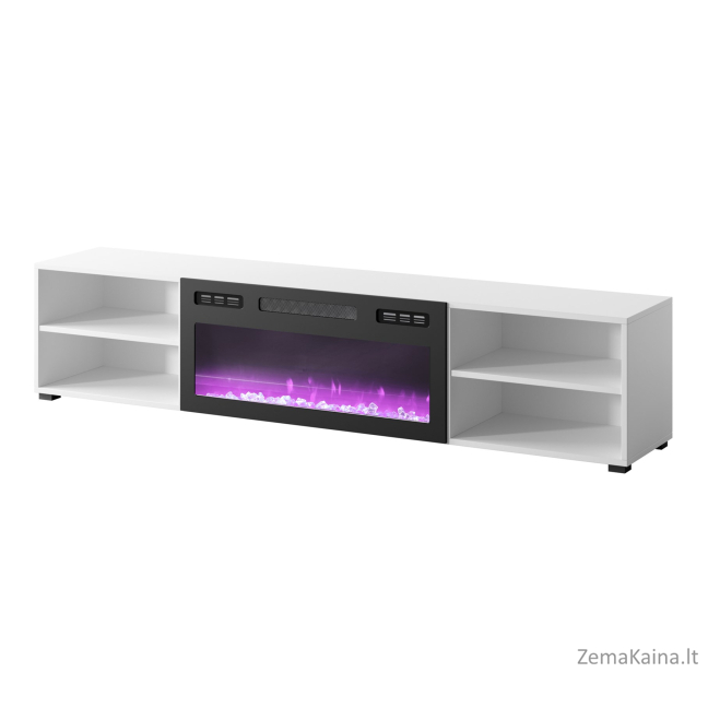 RTV spintelė POLO 180x33x39 balta + židinys juodas