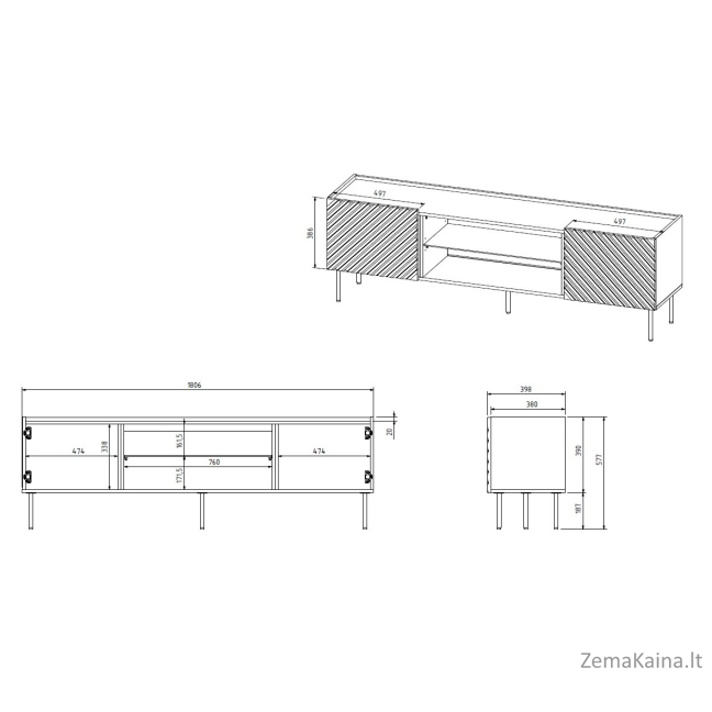 RTV spintelė su elektriniu židiniu ONDA 180,5x40xH58,39 žalia (pastatoma arba montuojama ant sienos) 3