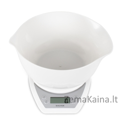 Salter 1024 WHDR14 Digital Kitchen Scales with Dual Pour Mixing Bowl white