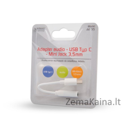 Savio garso adapteris - USB 3.1 C (M) tipo - 3,5 mm (F) lizdas - Baltas AK-35