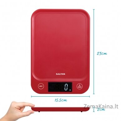 Salter 1067 RDDRA Digital Kitchen Scale, 5kg Capacity red 2