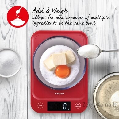 Salter 1067 RDDRA Digital Kitchen Scale, 5kg Capacity red 3