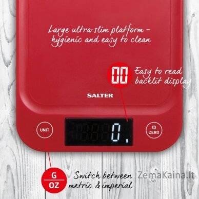 Salter 1067 RDDRA Digital Kitchen Scale, 5kg Capacity red 5