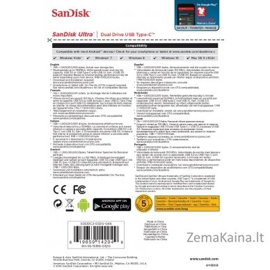 Sandisk Ultra Dual Drive USB Type-C USB atmintukas 32 GB USB Type-A / USB Type-C 3.2 Gen 1 (3.1 Gen 1) Juoda, Sidabras 8