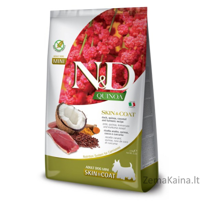 Sausas maistas šunims - FARMINA N&D QUINOA DOG SKIN&COAT, DUCK, COCONUT ADULT MINI 800g