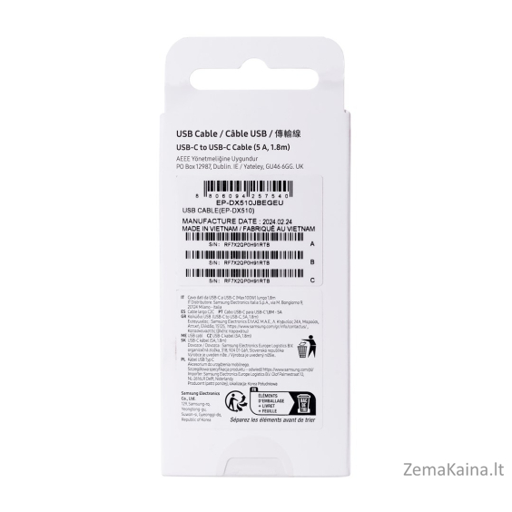 Samsung EP-DX510JBEGEU USB kabelis 1,8 m USB C Juoda 4
