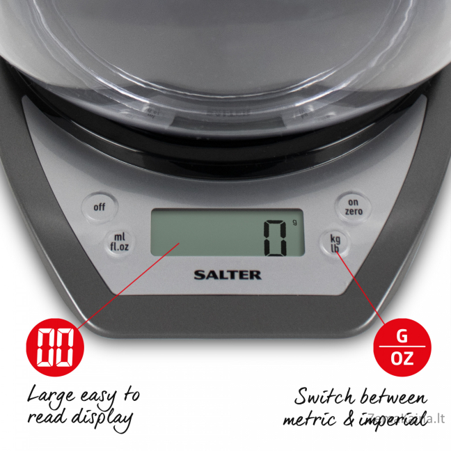 Salter 1024 SVDR14 Electronic Kitchen Scales with Dual Pour Mixing Bowl silver 2