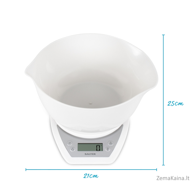 Salter 1024 WHDR14 Digital Kitchen Scales with Dual Pour Mixing Bowl white 1