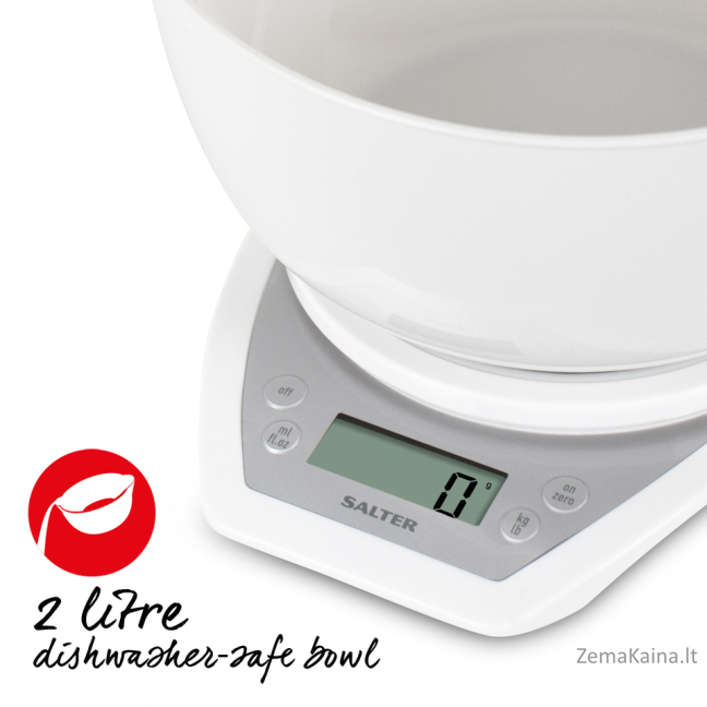 Salter 1024 WHDR14 Digital Kitchen Scales with Dual Pour Mixing Bowl white 3