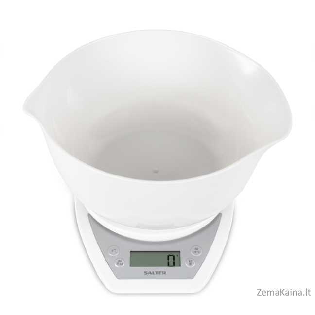 Salter 1024 WHDR14 Digital Kitchen Scales with Dual Pour Mixing Bowl white