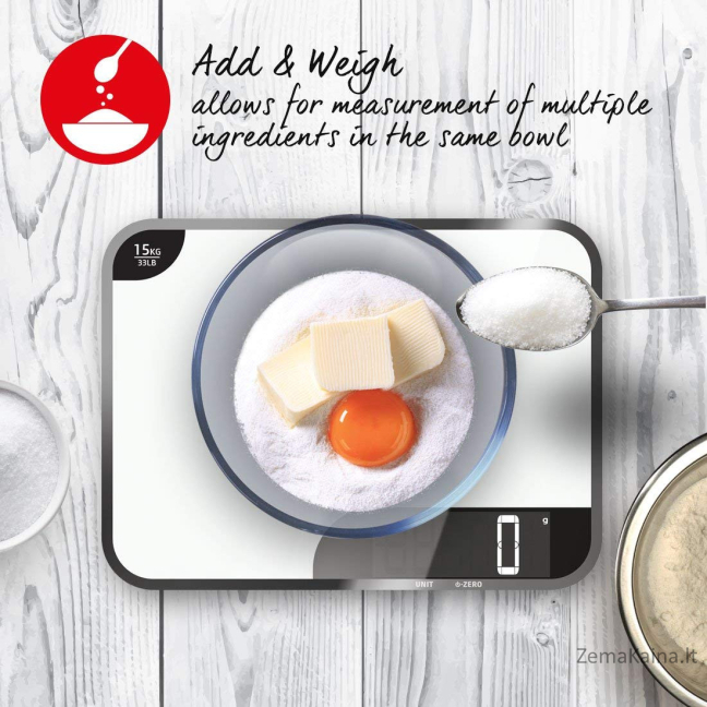 Salter 1079 WHDR 15kg Max Chopping Board Digital Kitchen Scale - White 3
