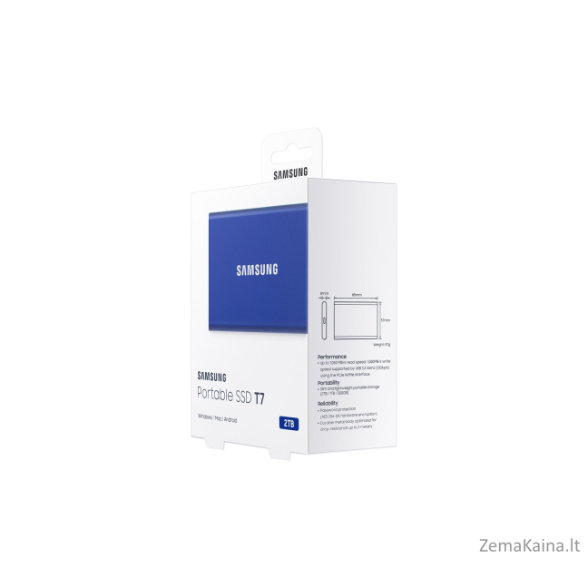 Samsung Portable SSD T7 2000 GB Mėlyna 2