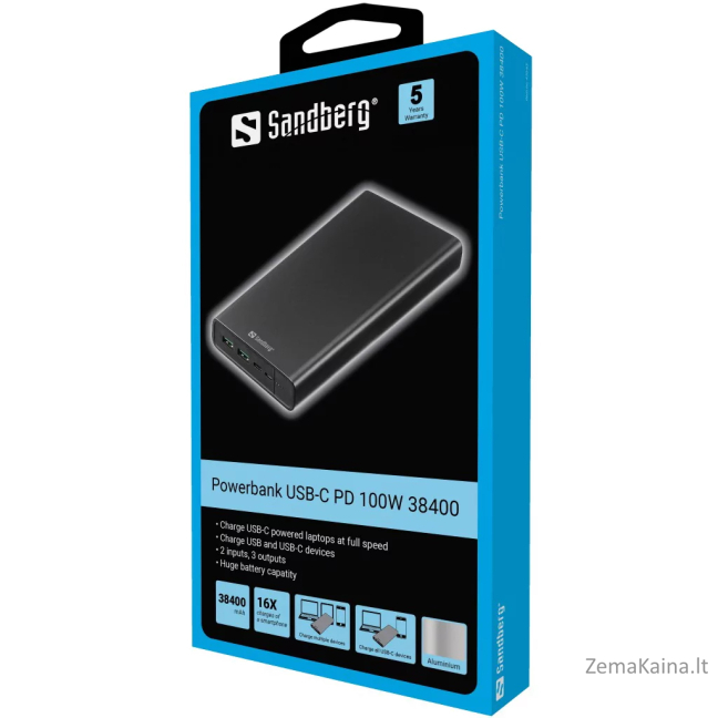 Sandberg 420-63 Powerbank USB-C PD 100W 38400mAh 1