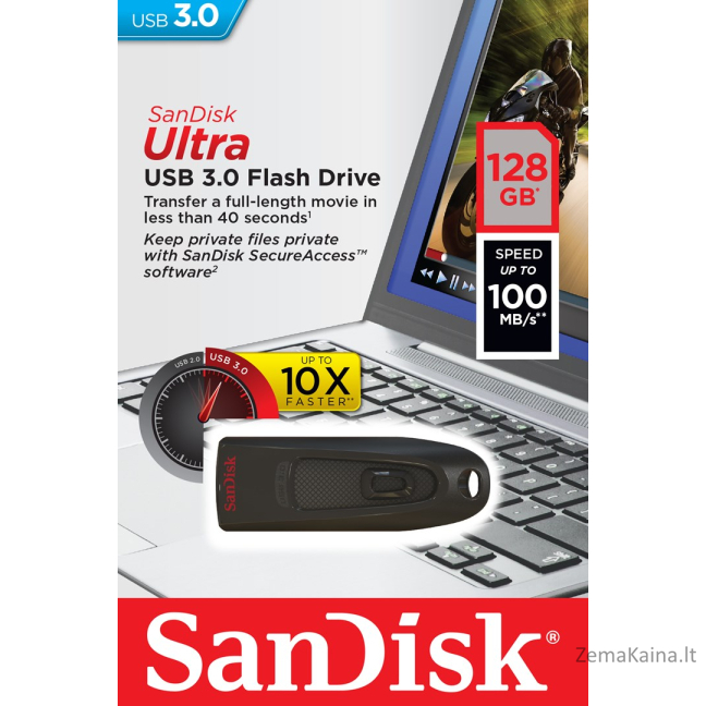 Sandisk Ultra USB atmintukas 128 GB USB A tipo 3.2 Gen 1 (3.1 Gen 1) Juoda 7
