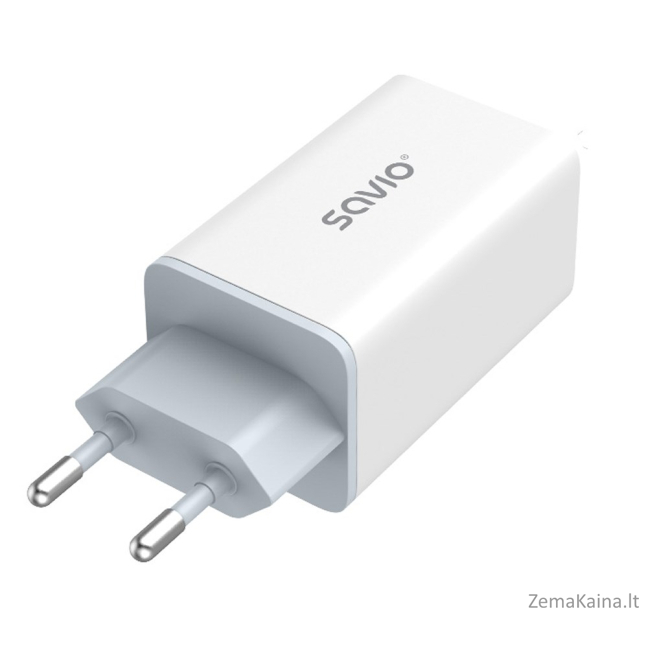SAVIO LA-07 GaN 65W tinklo įkroviklis, USB, QC4.0+, PD 3.0, baltas 5