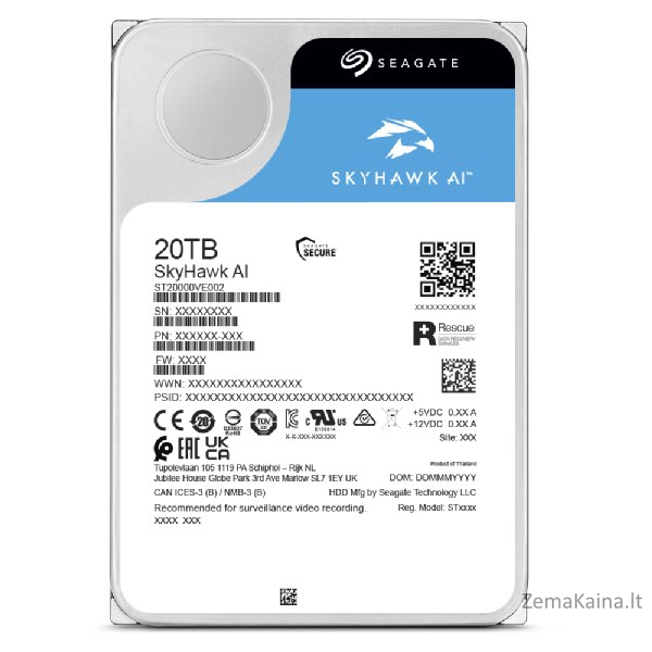 Seagate SkyHawk AI internal hard drive 20 TB 7200 RPM 512 MB 3.5" Serial ATA III 1
