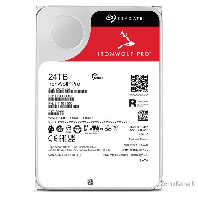 Seagate IronWolf Pro ST24000NT002 internal hard drive 24 TB 7200 RPM 512 MB 3.5" Serial ATA III 3