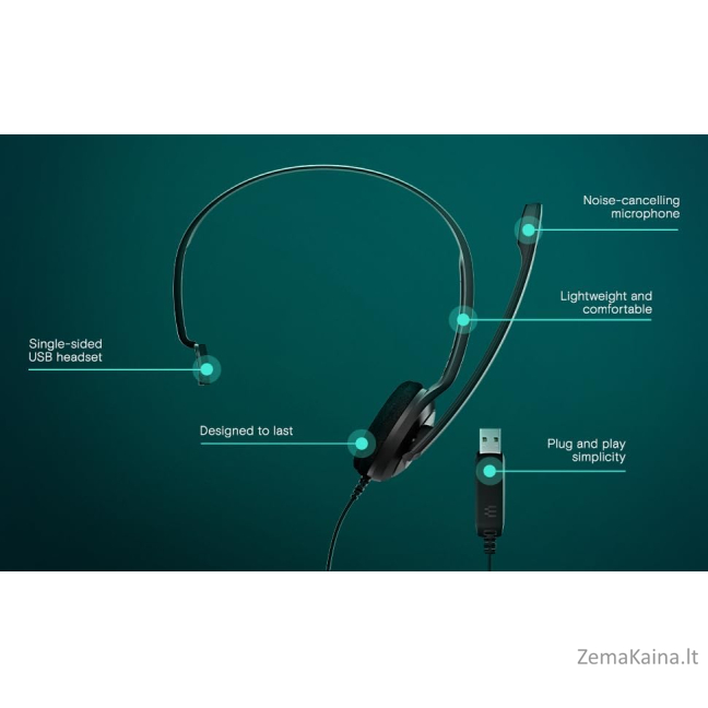 Sennheiser PC 7 USB Headset For Internet Communication And E-learning Black 5