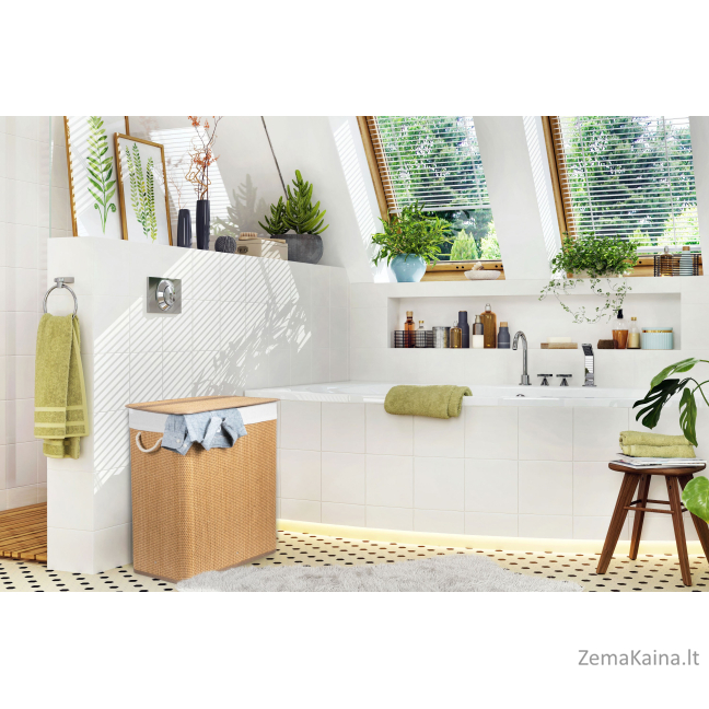 Skalbinių dėžė su pertvara G21 63555163, 105l, bambukinė 7