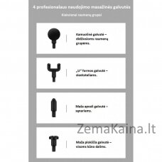 Smūginis masažuoklis Zyle ZY27MGBL, juodas, su 4 pakaitinėmis galvutėmis
