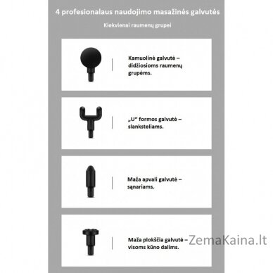 Smūginis masažuoklis Zyle ZY27MGBL, juodas, su 4 pakaitinėmis galvutėmis 1