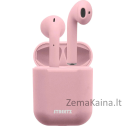 Streetz Ausinės ausinės į ausis STREETZ True Belaidės, didelės, 300 mAh, su krovimo dėklu, rožinės / TWS-0006