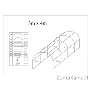 Surenkamas šiltnamis Greenhouse 12m² (3х4m)