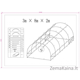 Surenkamas šiltnamis Greenhouse 24m² (3х8m)