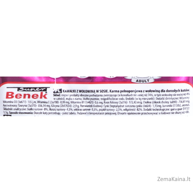 SUPER BENEK Jautiena padaže - drėgnas kačių maistas - 100 g 1