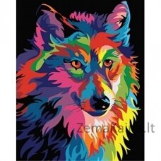 Tapymas pagal skaičius Rainbow Wolf 40x50 cm T102