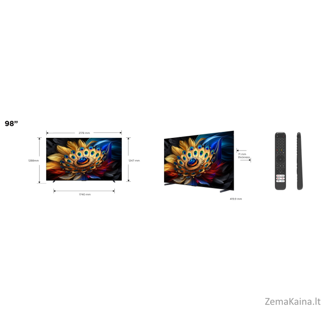 TCL C65 98C655 televizorius 2,49 m (98") 4K Ultra HD Smart TV „Wi-Fi“ Titanas 450 cd/m² 1