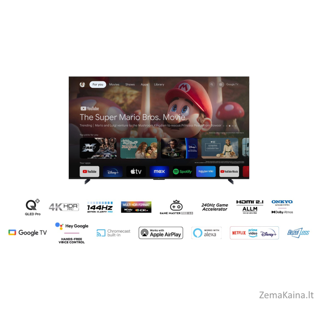 TCL C65 98C655 televizorius 2,49 m (98") 4K Ultra HD Smart TV „Wi-Fi“ Titanas 450 cd/m² 3