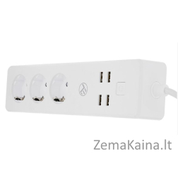 Tellur WiFi Power Strip, 3 Outlets, 4*USB 4A, 2200W, 10A, 1.8m