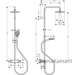 Termostatinė dušo sistema Hansgrohe Vernis Blend 200 1jet EcoSmart, 26089670, juoda matinė