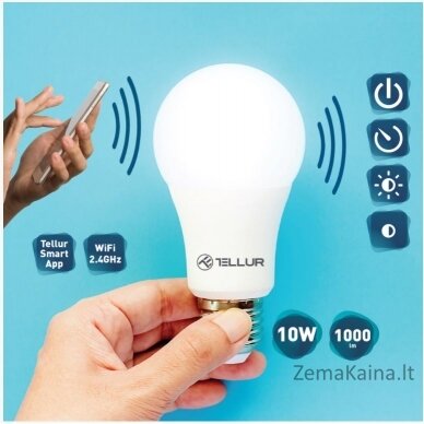 Tellur WiFi Smart Bulb E27, 10W white/warm, dimmer 1