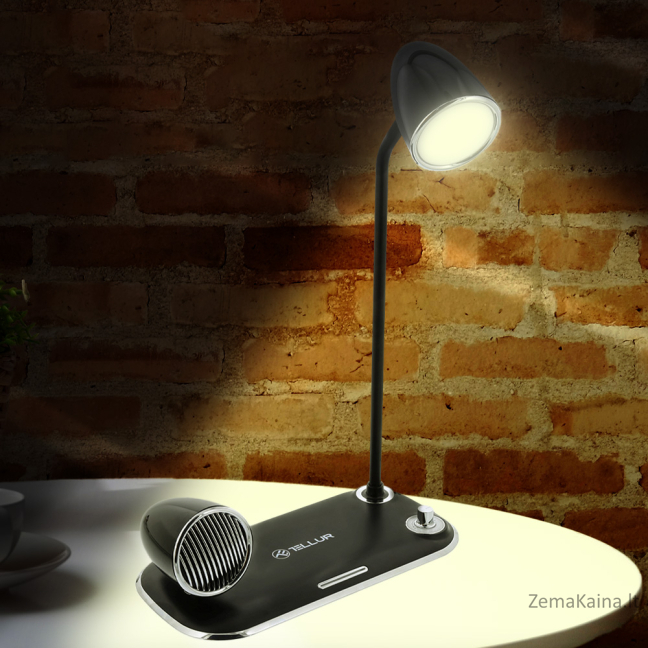 Tellur Nostalgia Wireless Desk Charger, Bluetooth Speaker, Desk Lamp black 2