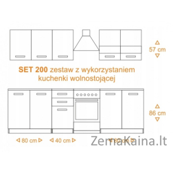 Topeshop KUCHNIA SET SONOMA virtuvės ir valgomojo baldų komplektas