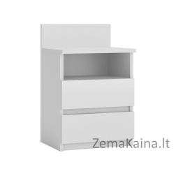 Topeshop M1 BIEL MAT naktinis staliukas / staliukas prie lovos 2 stalčiai Balta