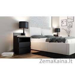 Topeshop M1 CZARNA MAT naktinis staliukas / staliukas prie lovos 2 stalčiai Juoda