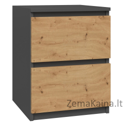 Topeshop W2 ANTRACYT/ARTISAN naktinis staliukas / staliukas prie lovos 2 stalčiai Antracitas, Ąžuolas