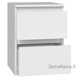 Topeshop M2 BIEL naktinis staliukas / staliukas prie lovos 2 stalčiai Balta