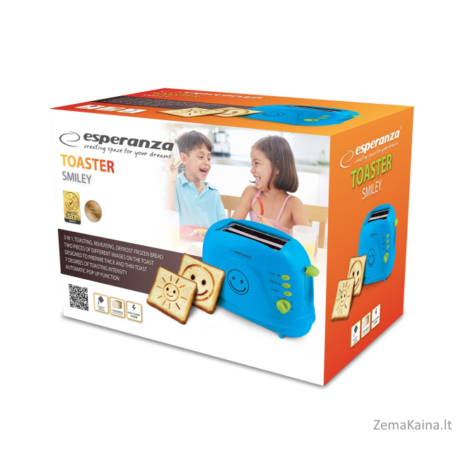 Toaster Esperanza Smiley EKT003B (750W; blue color) 2