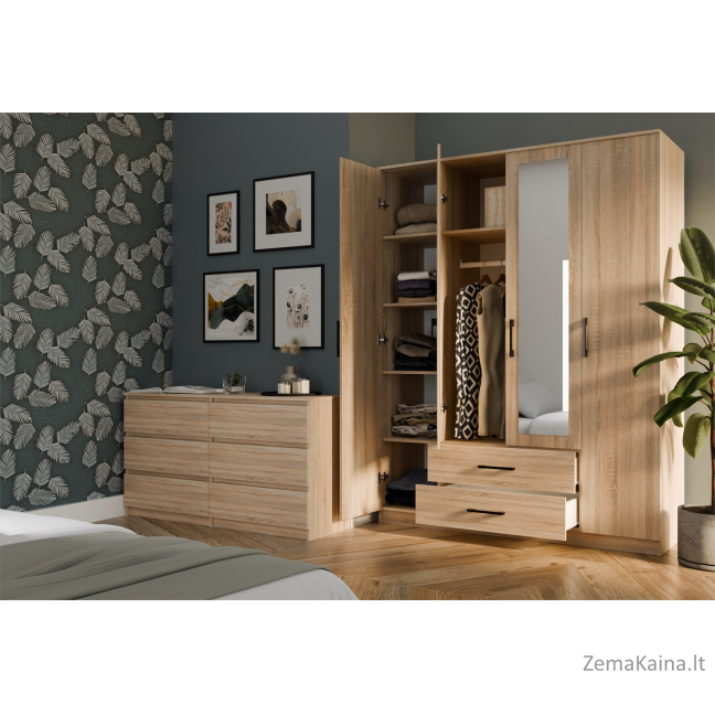 Topeshop ROMANA 160 SON miegamojo drabužių / sieninė spinta 11 spintos 4 durys Ąžuolas Drabužinė 5